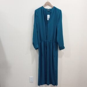 New! Vince Long Sleeve Teal Maxi Dress, Size L